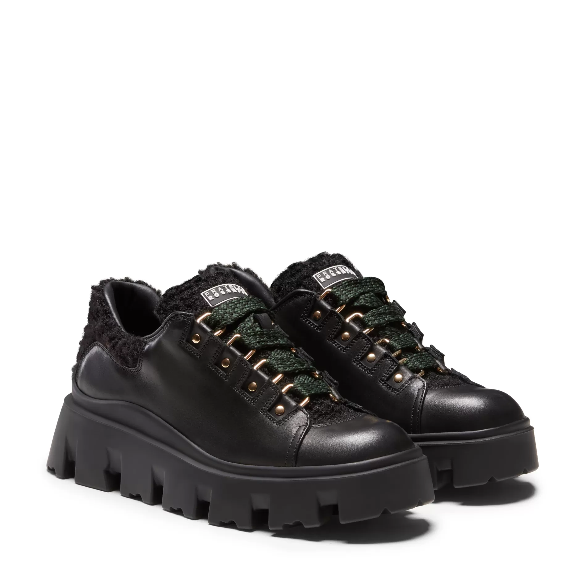 Fashion Fratelli Rossetti Stringata in pelle e tessuto colore - Nero